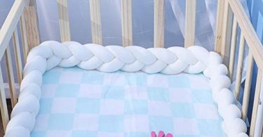 EASTSURE Baby Crib Bumper Knotted Braided Plush Nursery Cradle Decor Newborn Gift Pillow