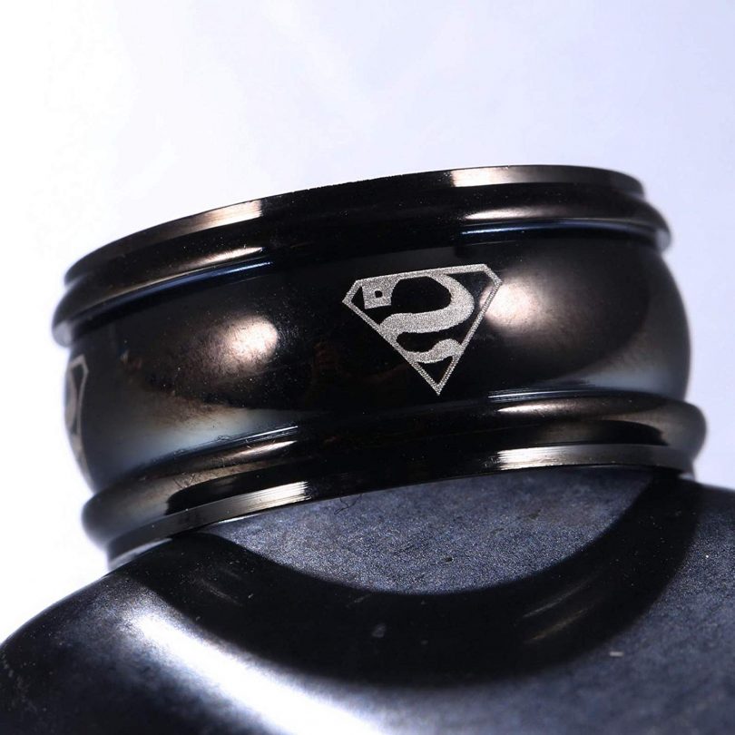 Endicot MenWomen Superman Stainless Steel Titanium Band Ring