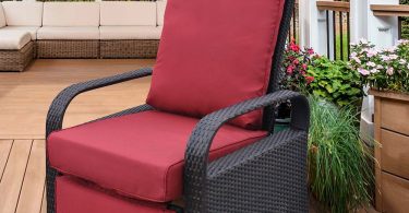Outdoor Resin Wicker Patio Recliner Chair with Cushions