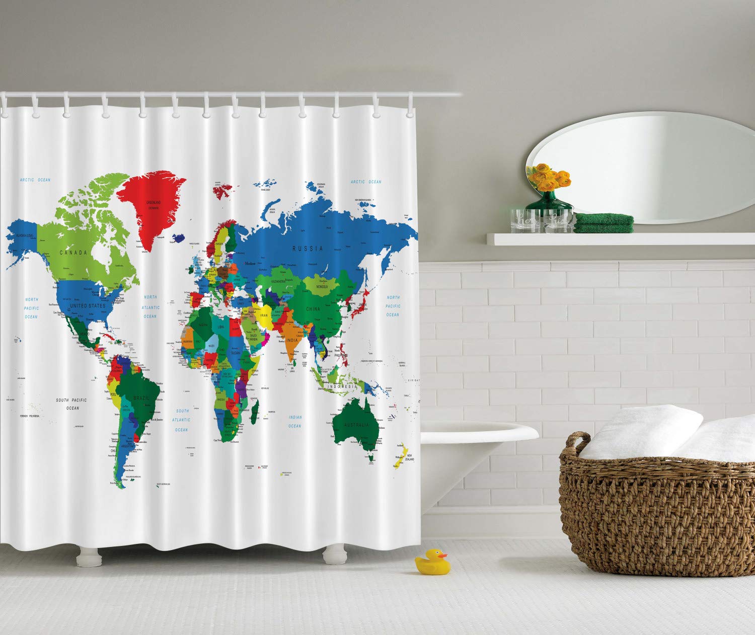 Ambesonne World Map Shower Curtain