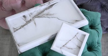 Roomfitters Marble Print Vanity Tray Set