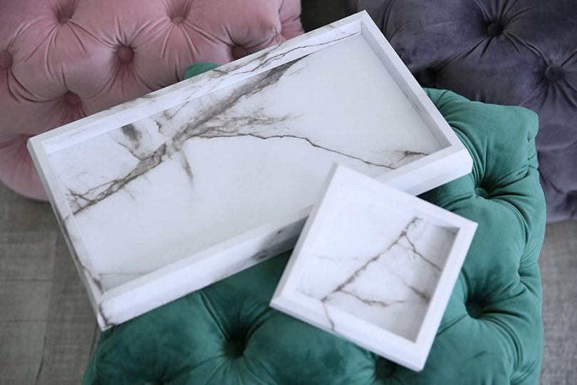 Roomfitters Marble Print Vanity Tray Set