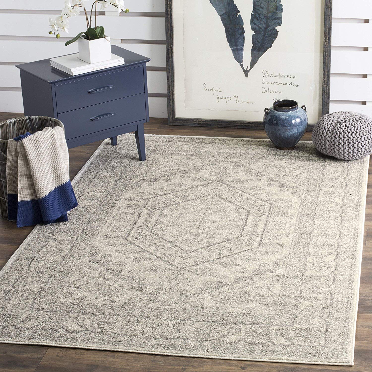 Safavieh Adirondack Collection Ivory and Silver Oriental Vintage Medallion Area Rug