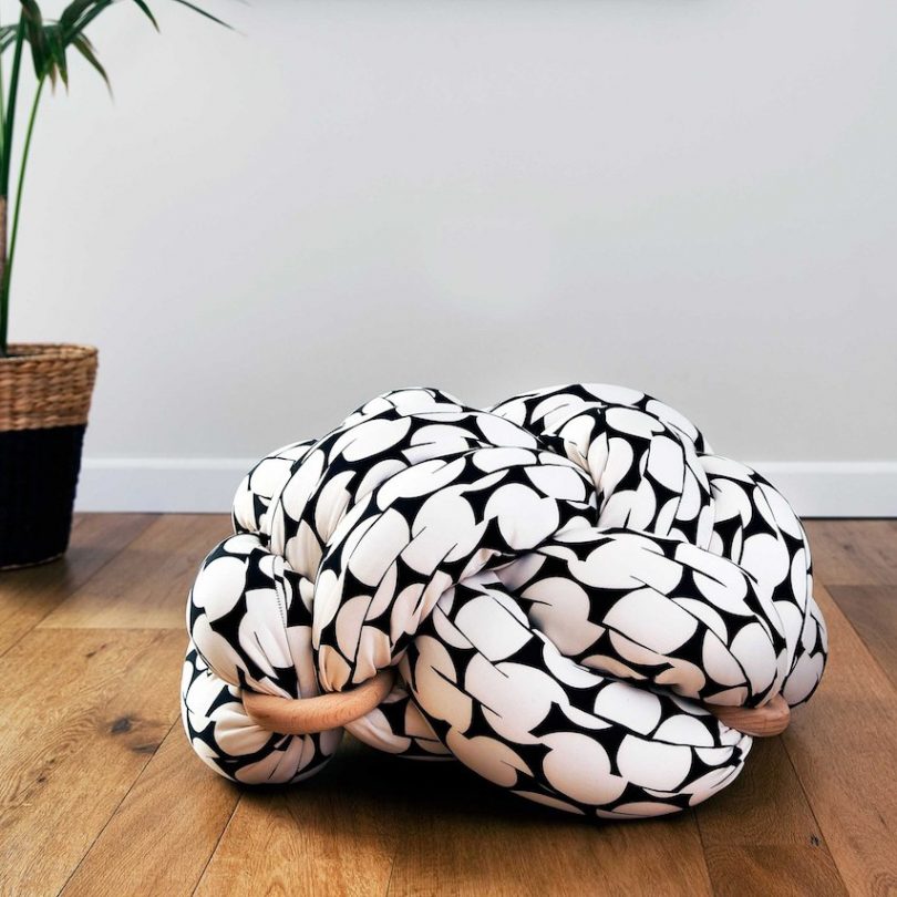 Black & White Pattern Large Floor Knot Cushion