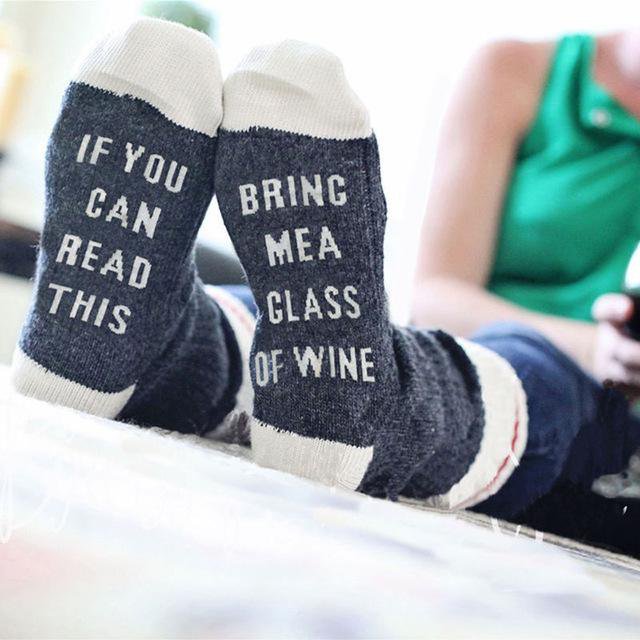 If You Can Read This Bring Me a Glass Of Wine Socks