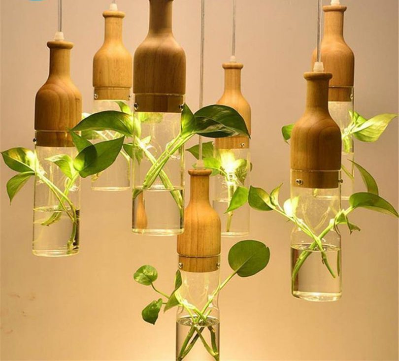 Wooden Led Plant Pendant Lights