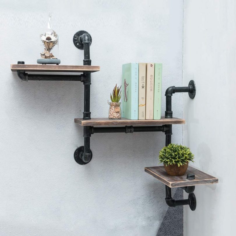 Industrial Pipe Shelving Wall Mounted