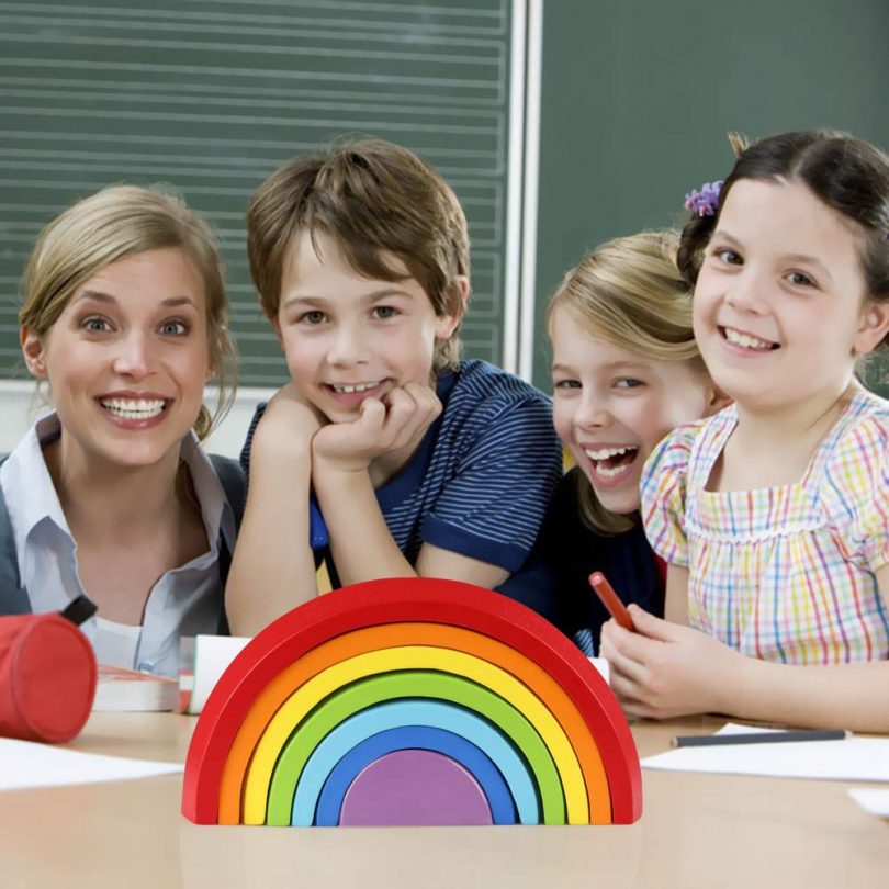 Wooden Rainbow Building Blocks