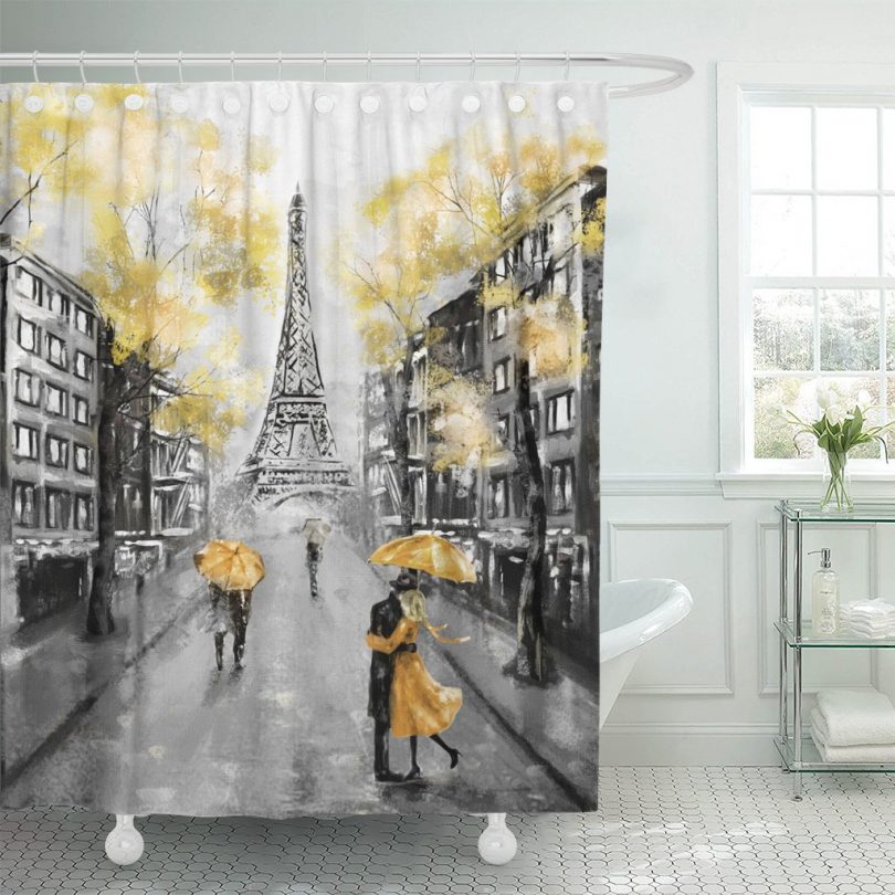 Emvency Shower Curtain Oil Painting Paris