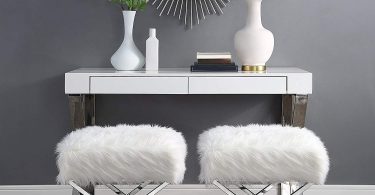 Aurora Faux Fur X-Leg Ottoman