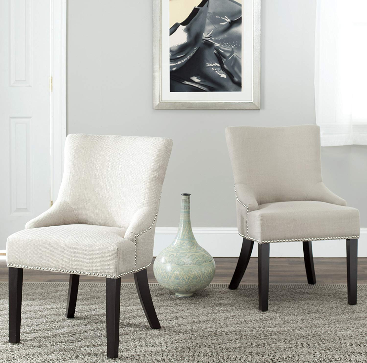 Safavieh Mercer Collection Christine Beige Viscose Nailhead Dining Chair