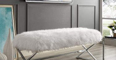 Aurora Faux Fur X-Leg Bench