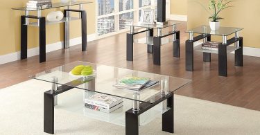 Coaster Glass Top Square End Table in Black