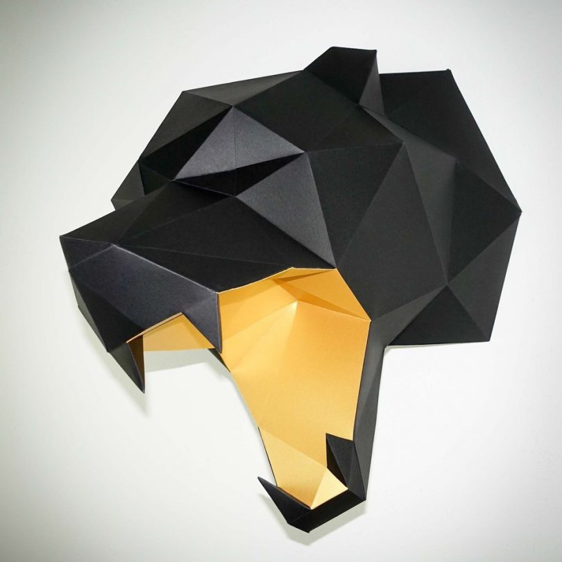 Black & Gold Bear Head Papertrophy