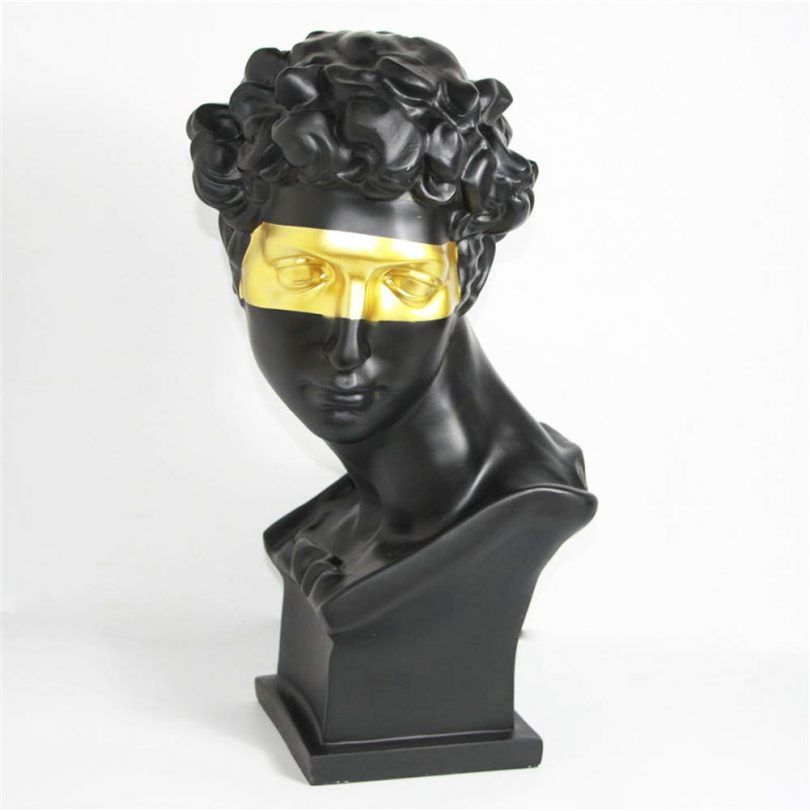 DevilLover Black Man Golden Eye Sculpture,Retro Ornaments Creative Gift Modern