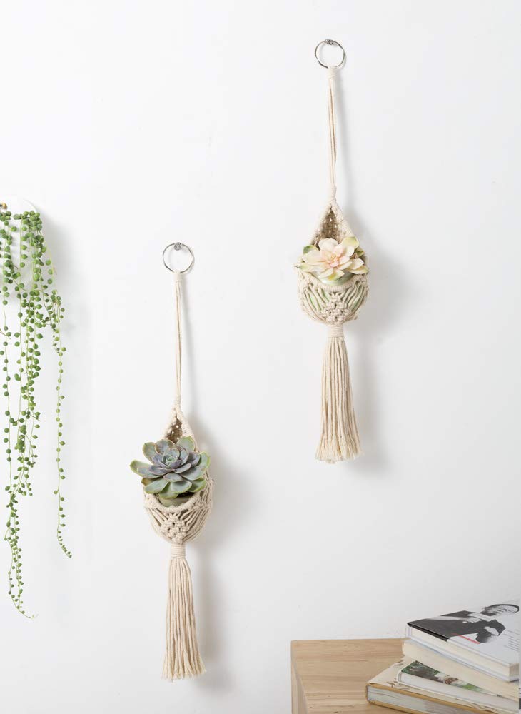 Mkono 2 Packs Mini Macrame Plant Hanger