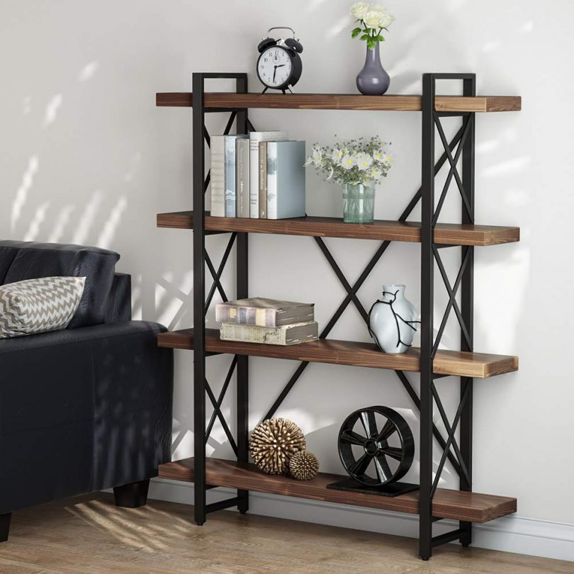 LITTLE TREE 47.2 Inches Solid Wood 4-Tier Shelf Bookcase