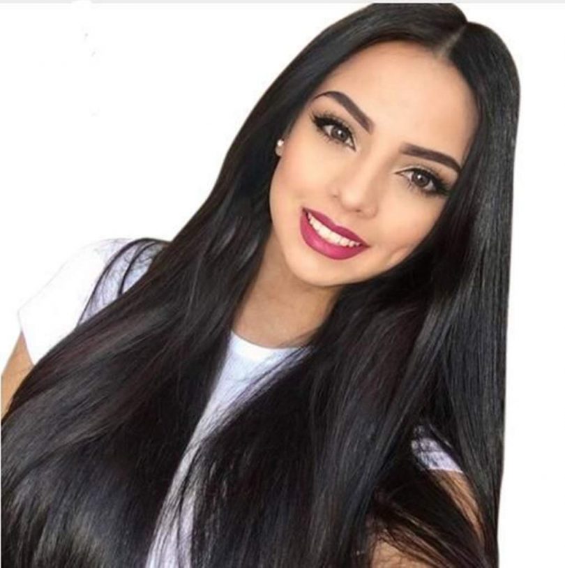 PINKSHOW Long Straight wig Black Lace Front Wig for Women