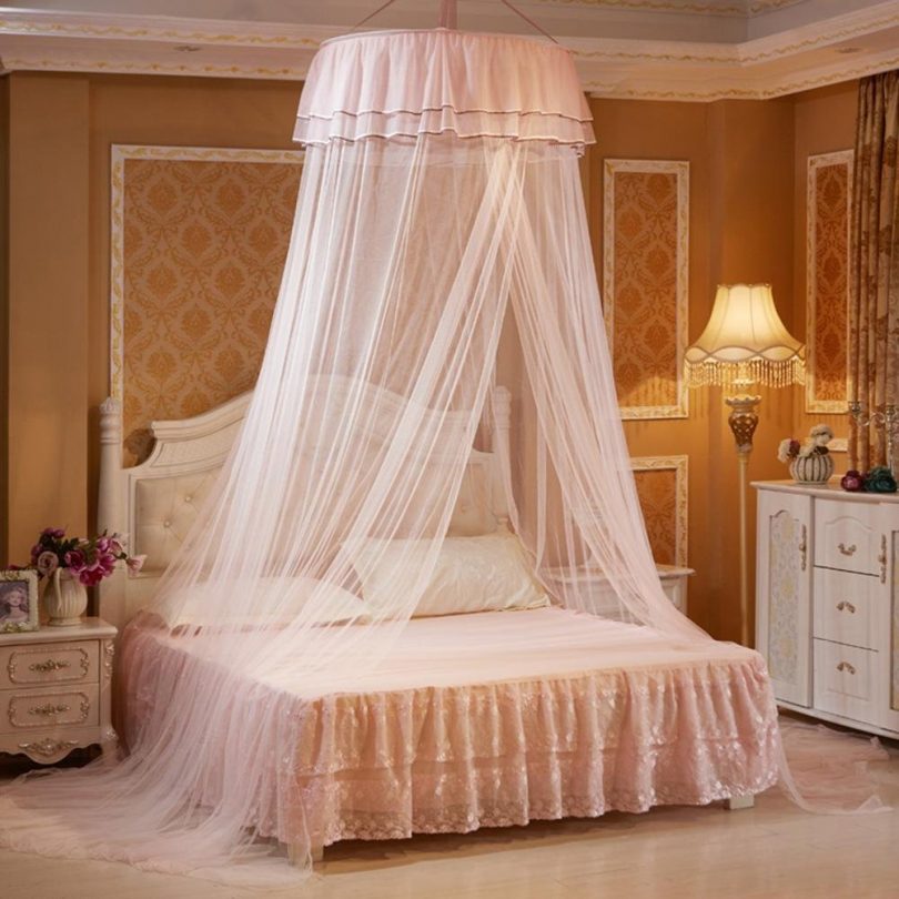 Topaty Round Lace Curtain Dome Bed Canopy Netting Princess Mosquito Net for Kids Girl Baby Crib