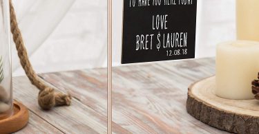 MyGift Tabletop Dual-Sided Chalkboard Sign with Rose Gold-Tone Metal & Wood Stand