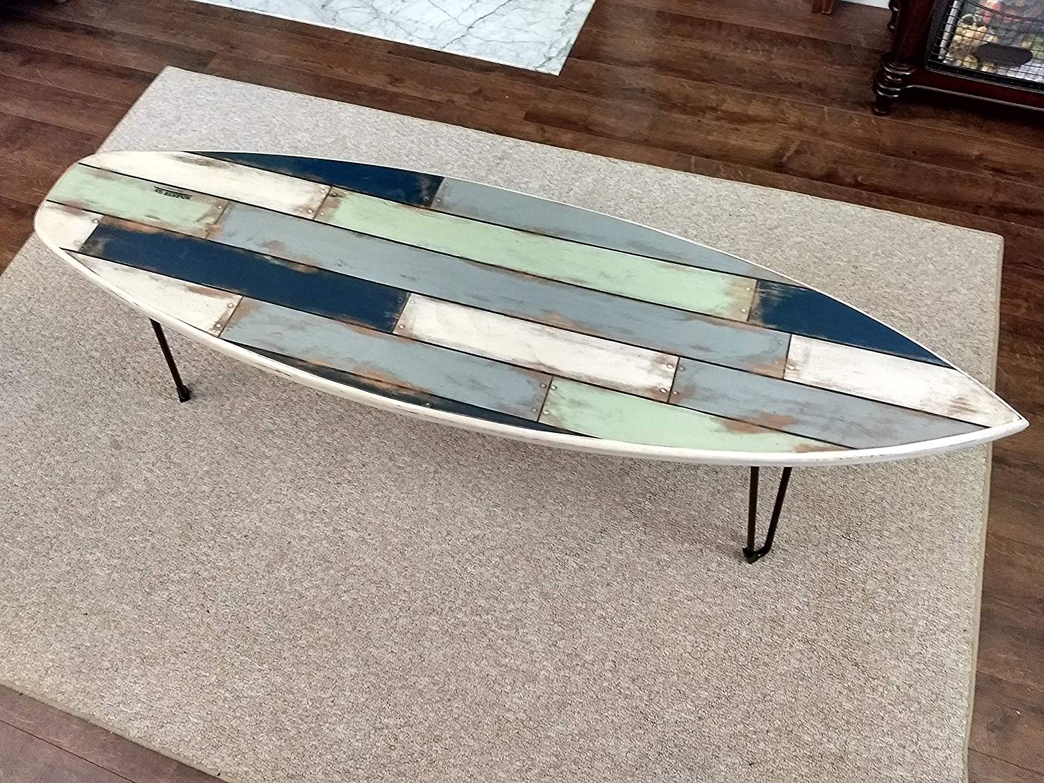 Faux Pallet Wood Surfboard Coffee Table