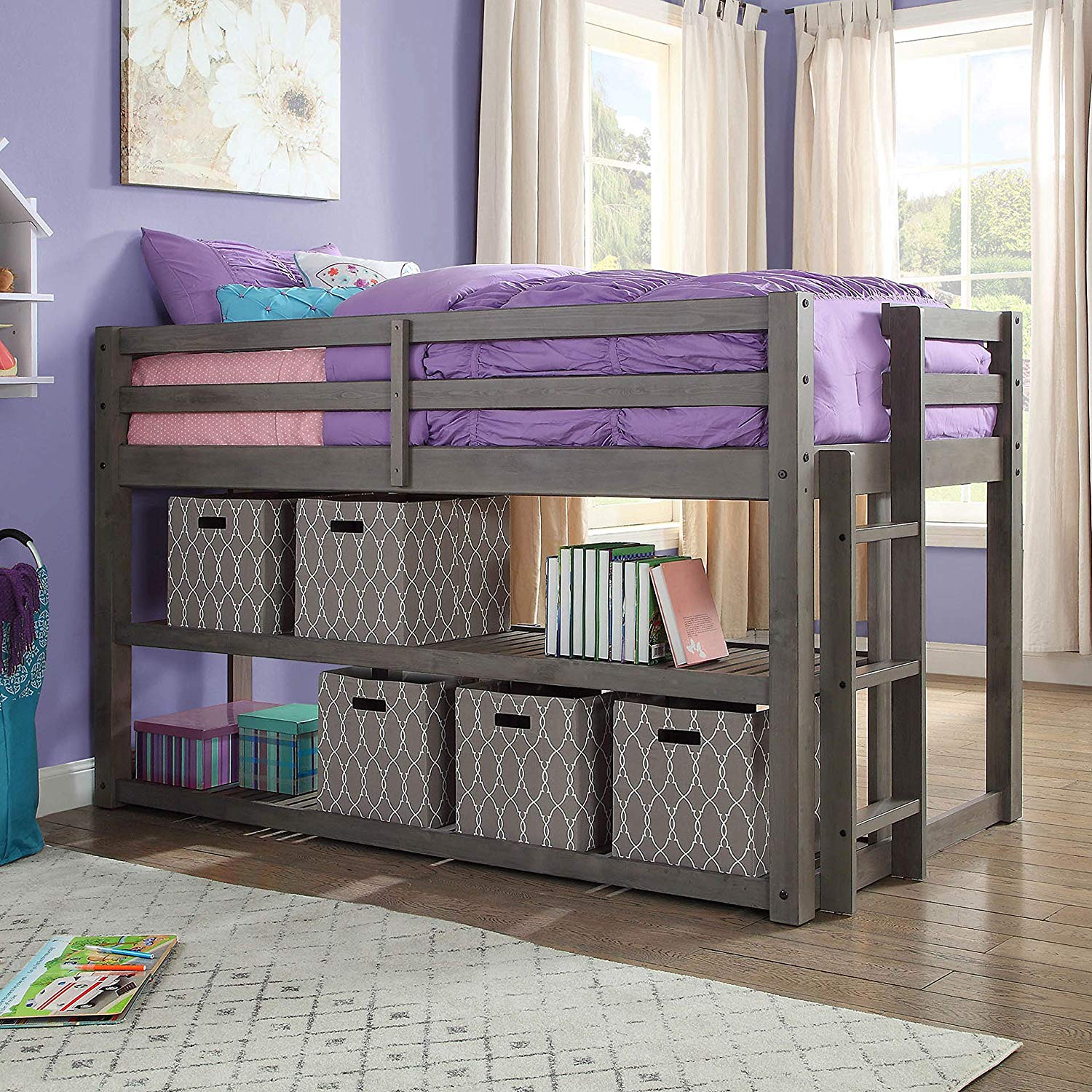 Better Homes and Gardens Loft Storage Bed with Spacious Storage Shelves