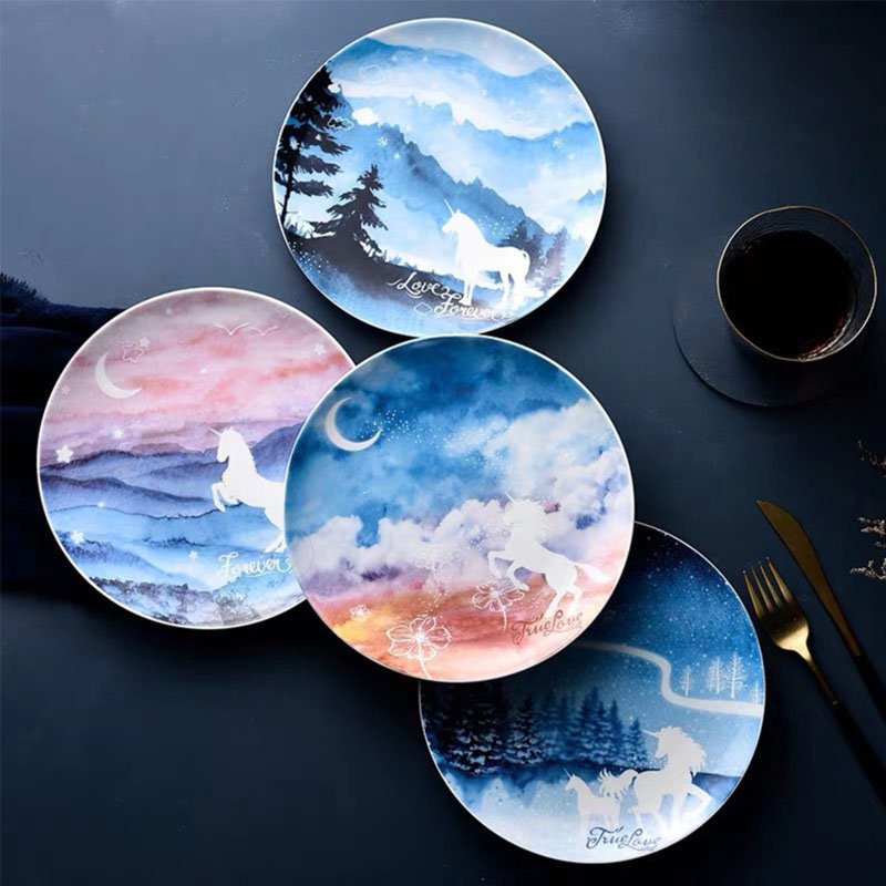 Ceramics Unicorn Starry Sky Plate