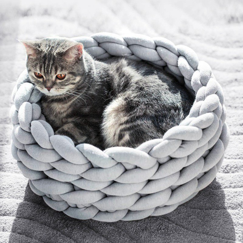 Handmade Knit Cat Bed » Petagadget