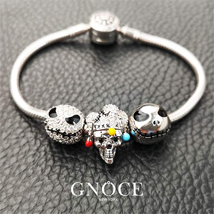 GNOCE “Jack Skull 925 Sterling Silver Skull Beads Charm