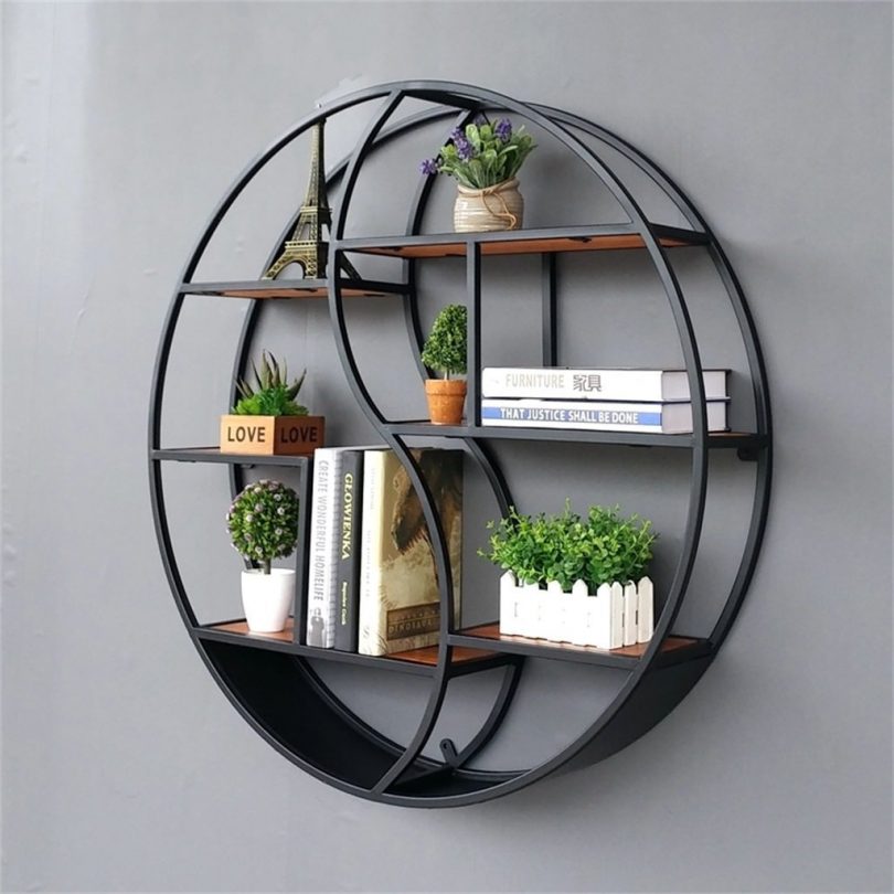 Lil Round Wall-Mounted Shelves Wall Mount Retro Four-Tier Iron Shelf