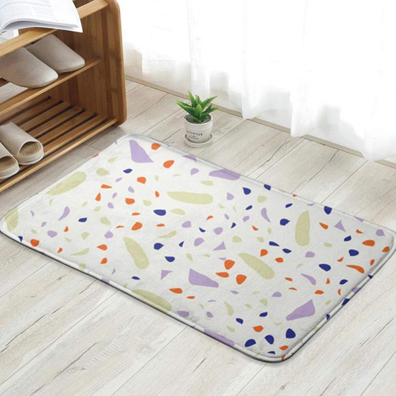 Terrazzo Geometric Texture Colorful Confetti Personalized Custom Doormat