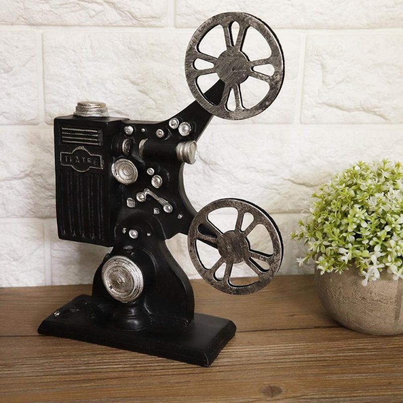 Vintage Resin Figurine Movie Film Projector Model Figure Props for Home Desktop Decor Ornament Gift