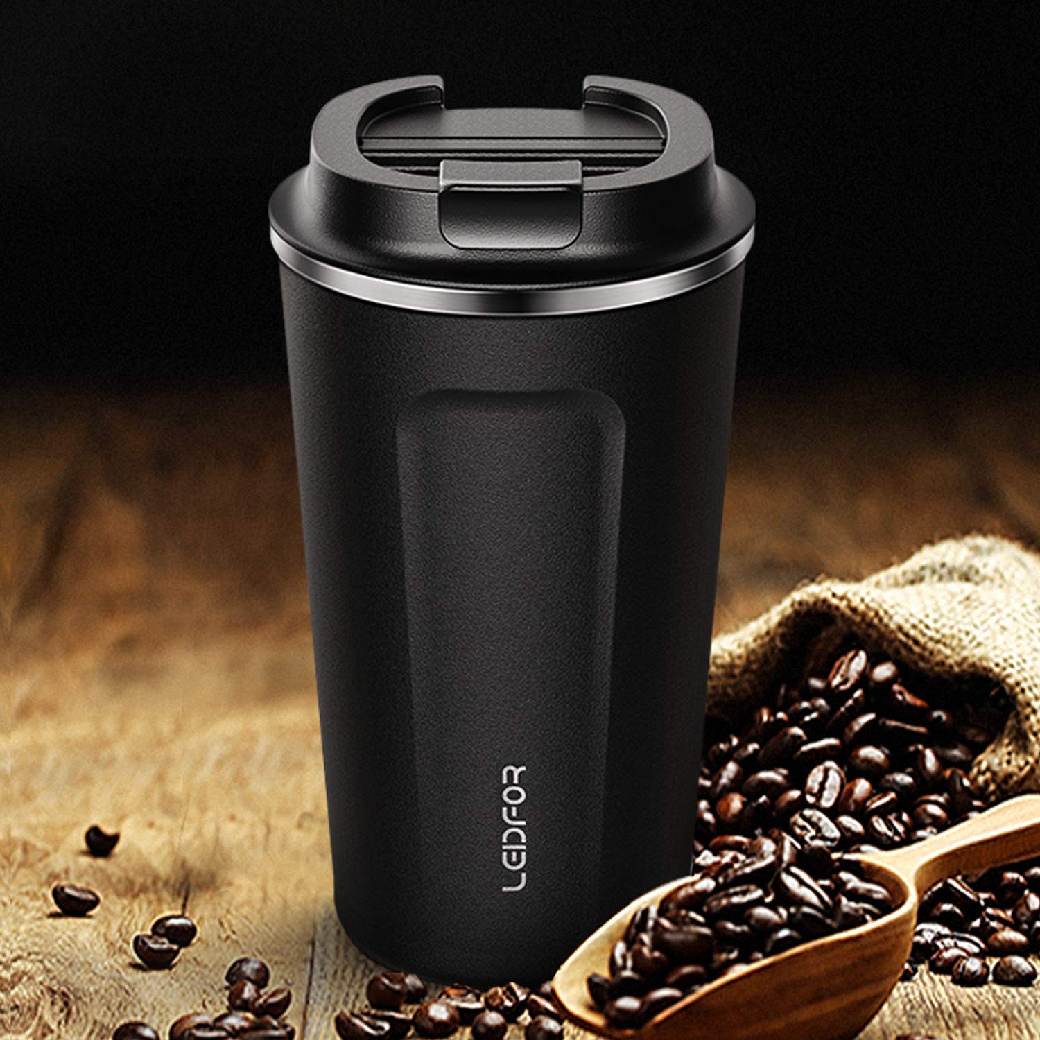 Leidfor Insulated Tumbler Coffee Travel Mug Vacuum Insulation Coffee Thermos Stainless Steel with Screw on Lid Leak proof BPA-Free 12 oz