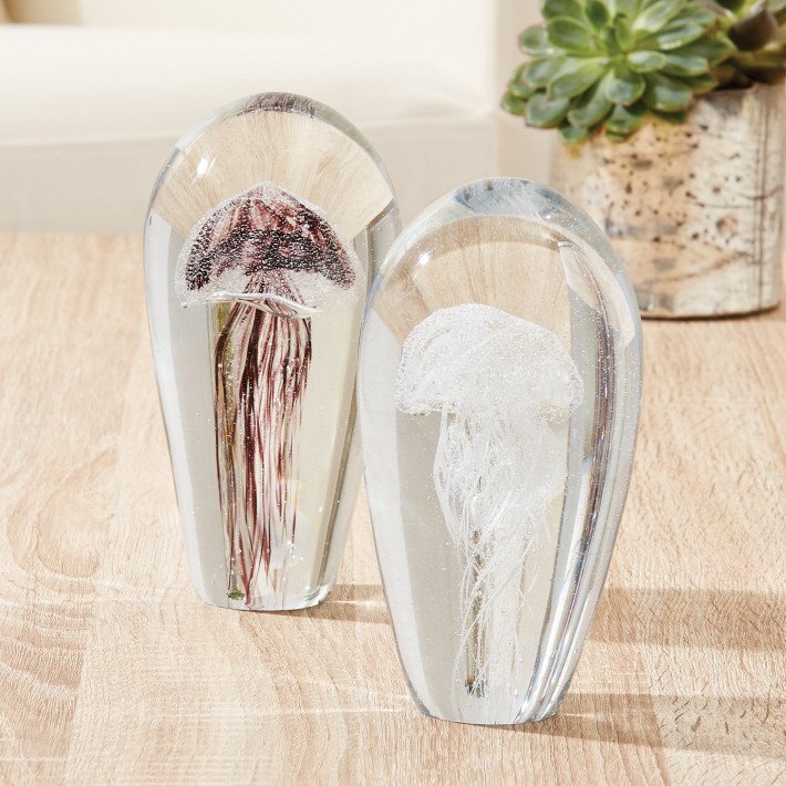 Fossilise Jellyfish Art Glass in 2 Assorted Colors design by Tozai