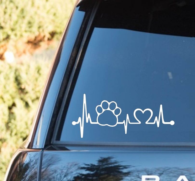 Bluegrass Decals Pet Paw Heartbeat Lifeline Dog Decal Sticker