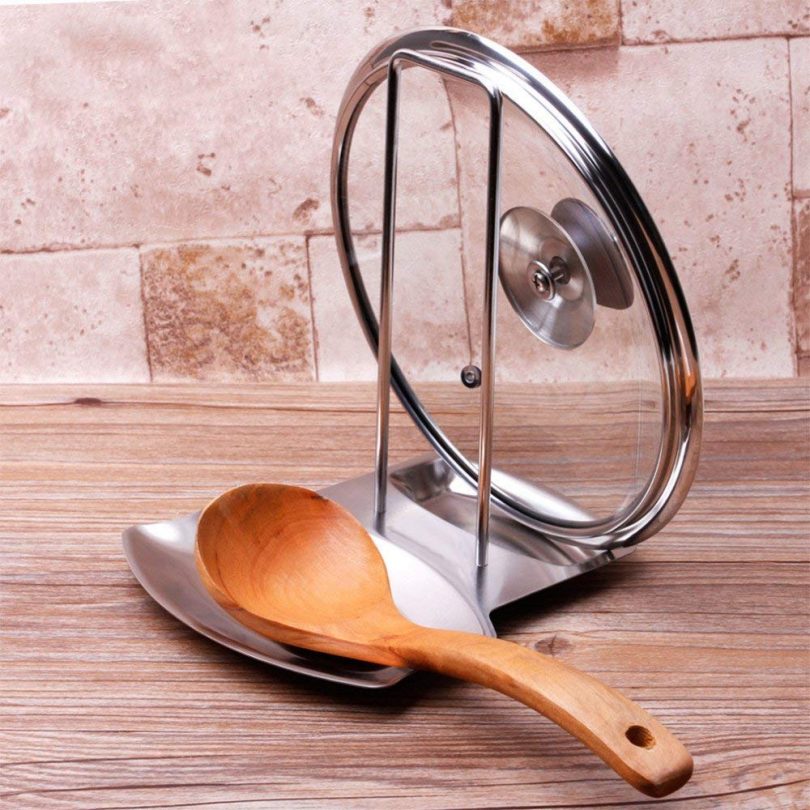 iPstyle Pan Lid Holder for Pots and Pans Progressive Lid and Spoon Rest Shelf