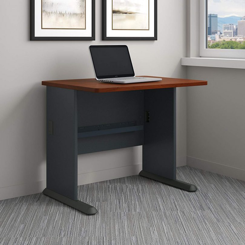 Bush Business Furniture Series A 36W Desk in Hansen Cherry and Galaxy