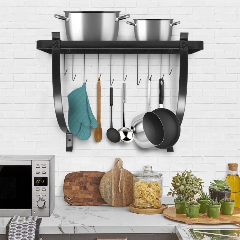 Sorbus Kitchen Wall Pot Rack with Hooks