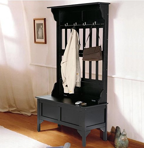 Home Styles Hall Tree and Storage Bench Constructed of Solid Hardwood