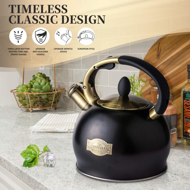 SUSTEAS Stove Top Whistling Tea Kettle-Surgical Stainless Steel Teakettle Teapot