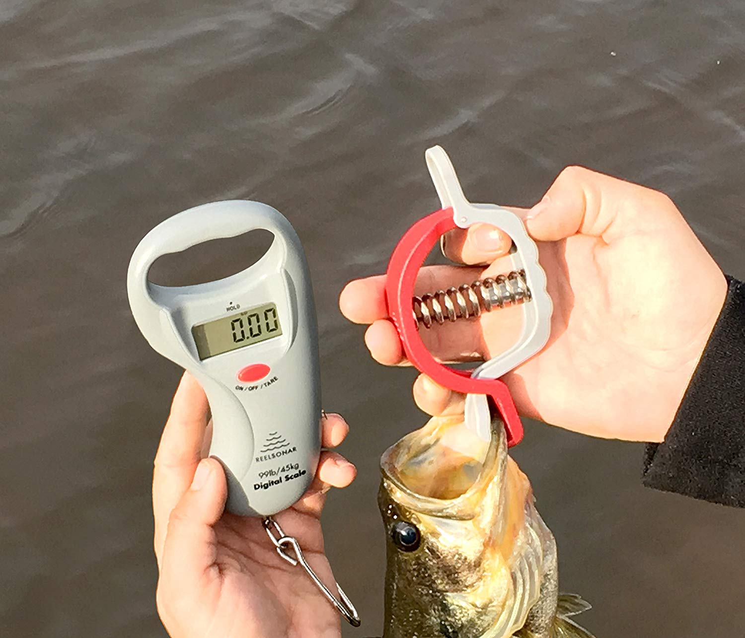ReelSonar Digital Fish Scale Tape Measure 99lb/45kg and Fish Lip Gripper