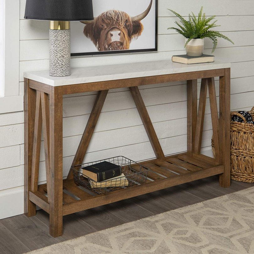 Walker Edison Furniture Company AZF52AFTMNW Modern Farmhouse Entryway Accent Table