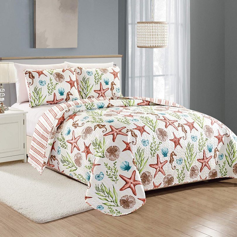 Great Bay Home Castaway Coastal Collection 3 Piece Quilt Set