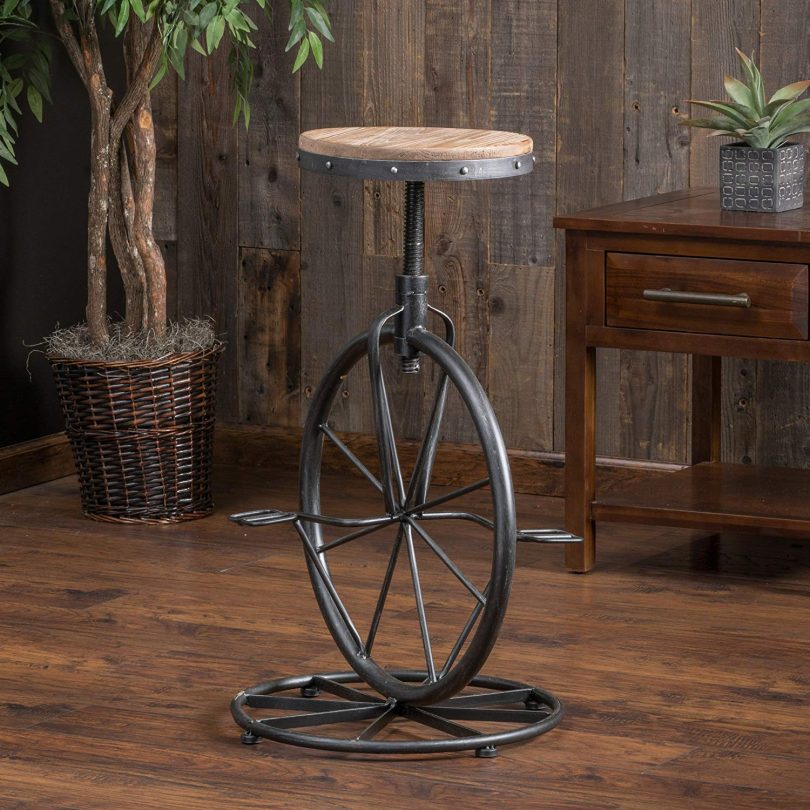 Christopher Knight Home Michaelo Bicycle Wheel Adjustable Barstool