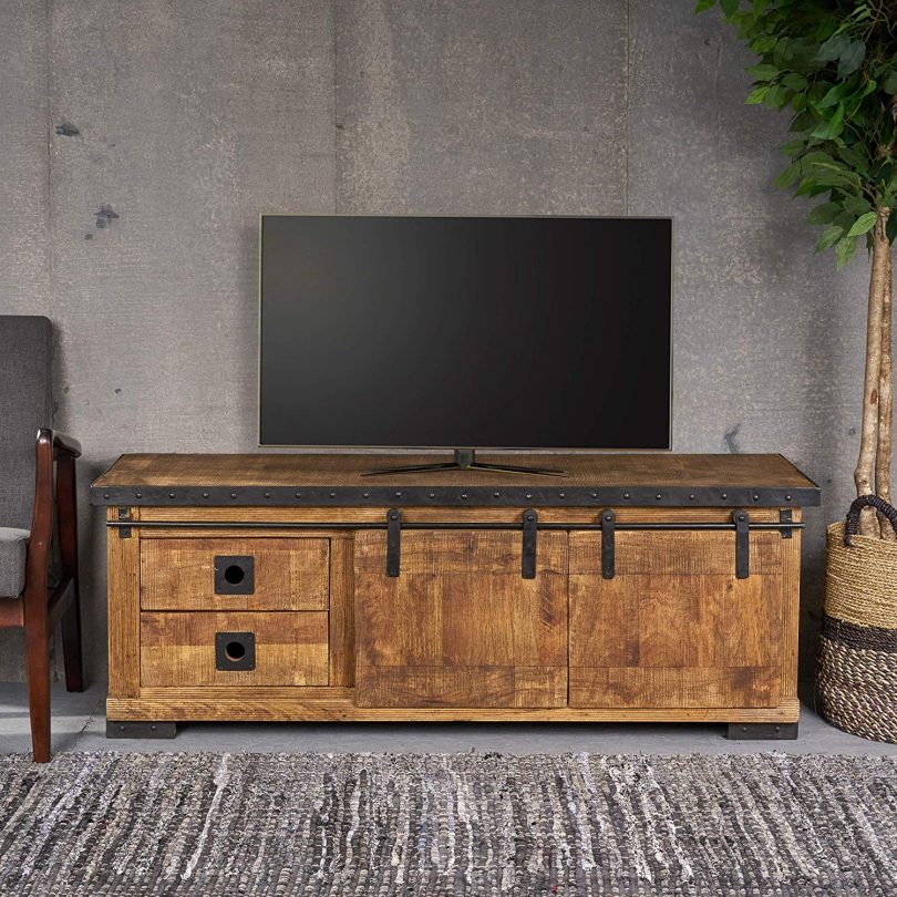 Christopher Knight Home Madge Modern Industrial Mango Wood TV Stand