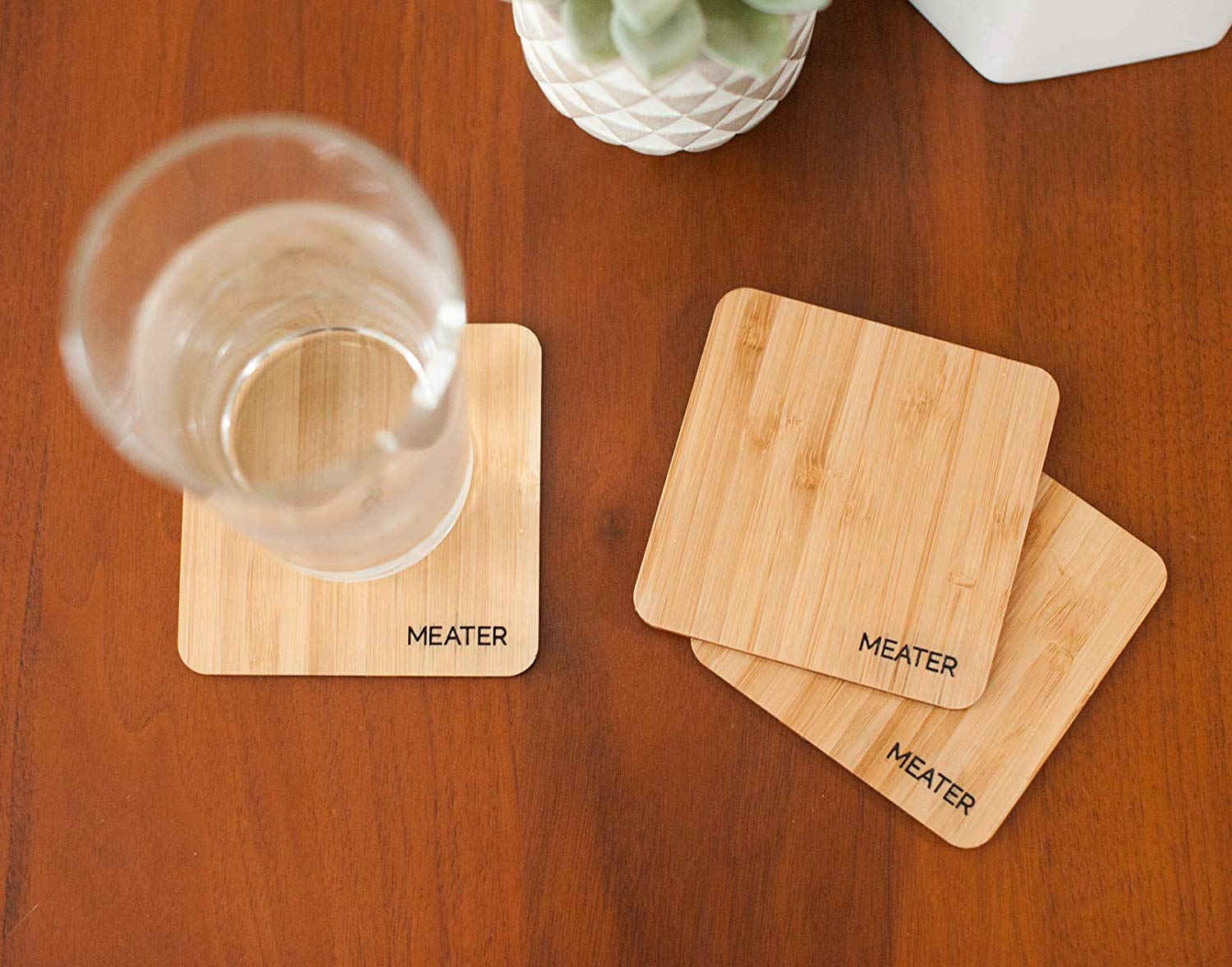 MEATER Natural Bamboo Drink Coasters