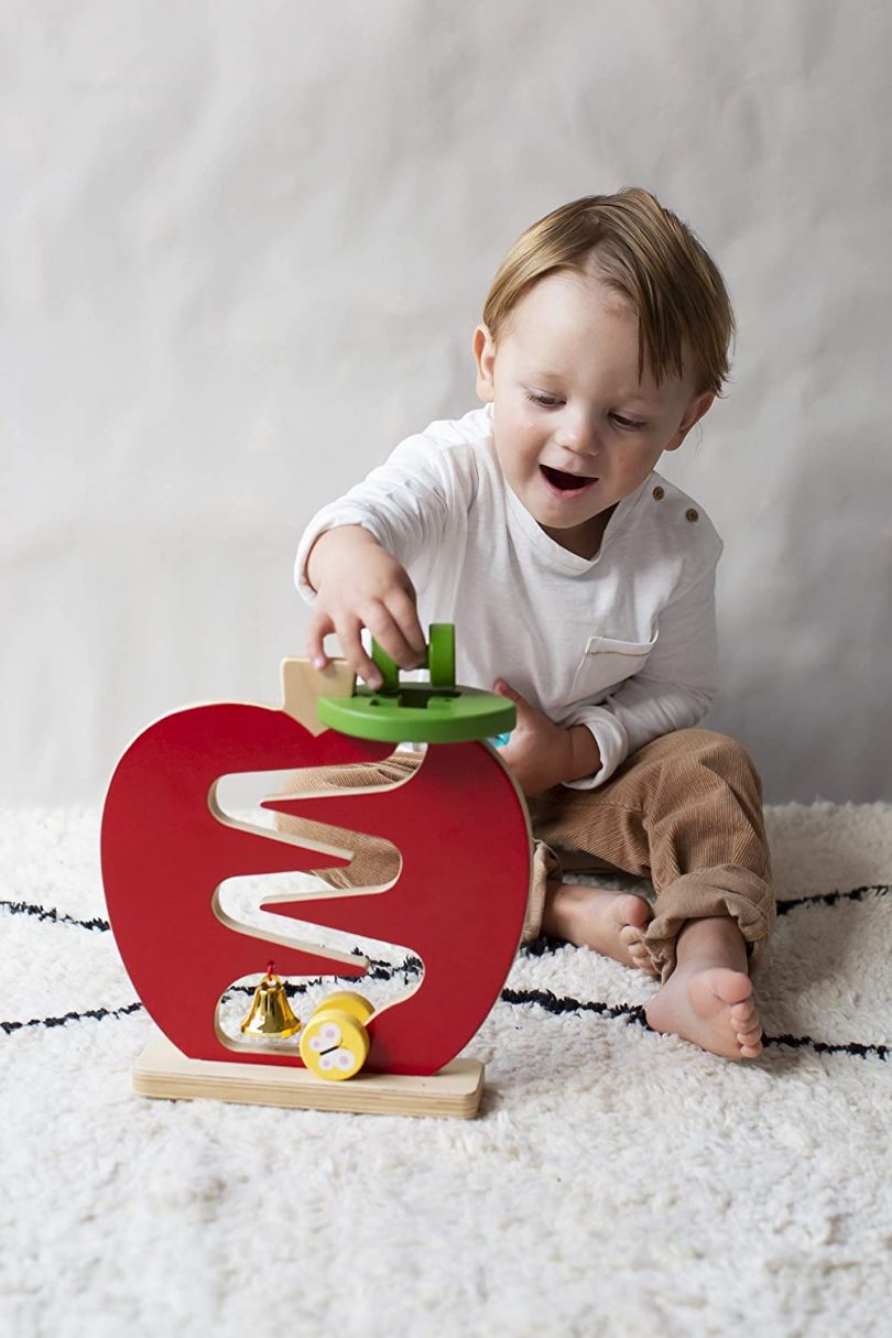 Petit Collage Eco-Friendly Wooden Apple Racer Toddler Toy