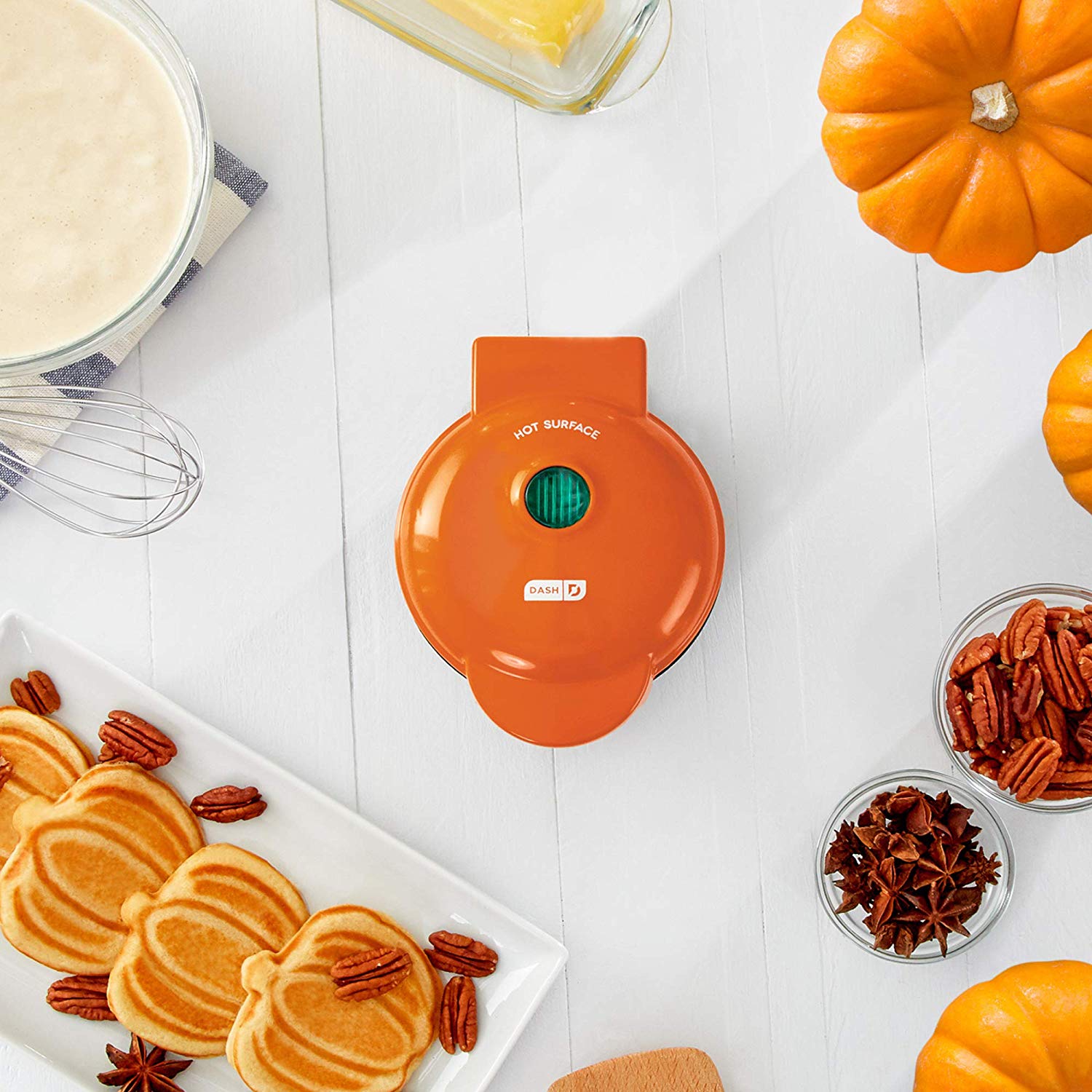 Mini Waffle Maker Machine for Pumpkin Shaped Individual Waffles