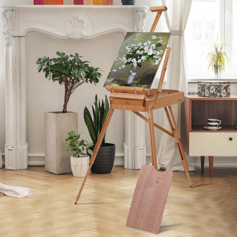 Tangkula Wooden French Easel Stand with Sketch Box