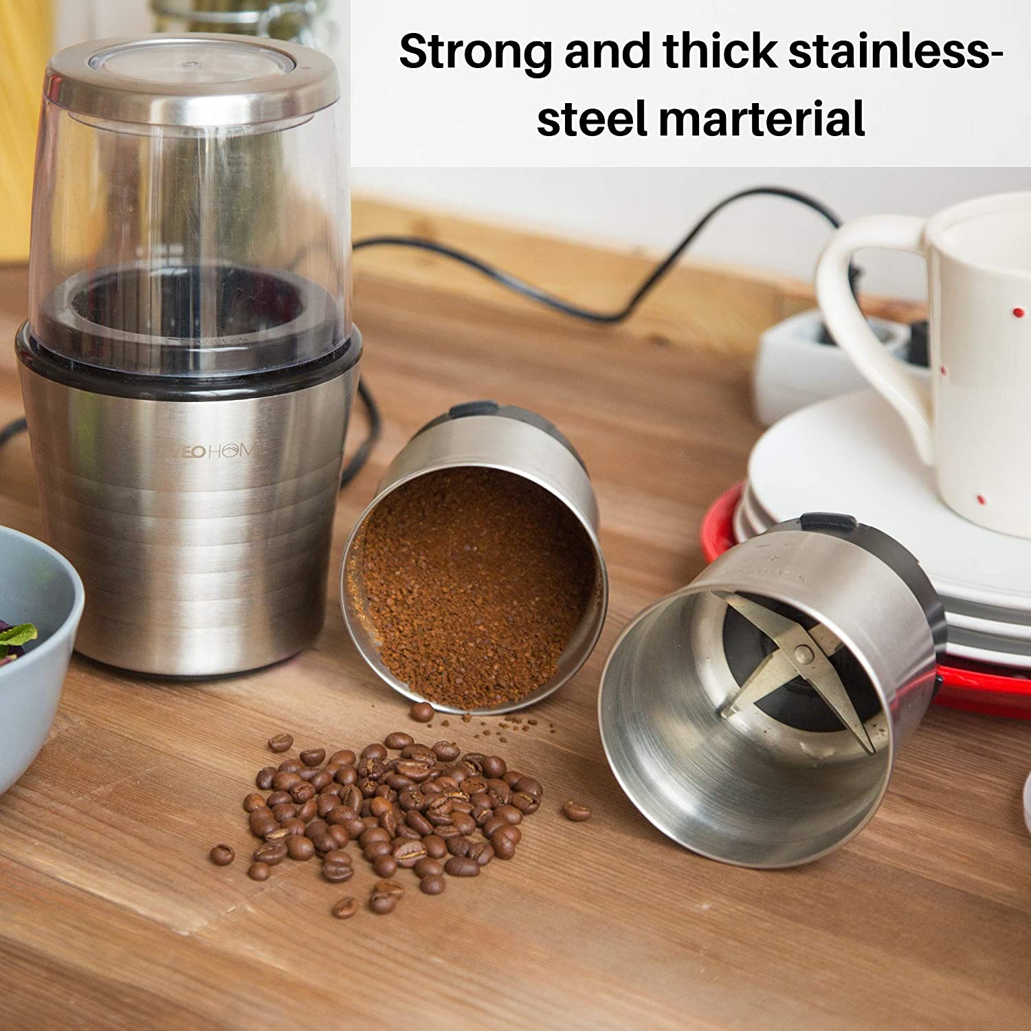 Multipurpose Electric Coffee Bean Grinder with 2 Removable Cups